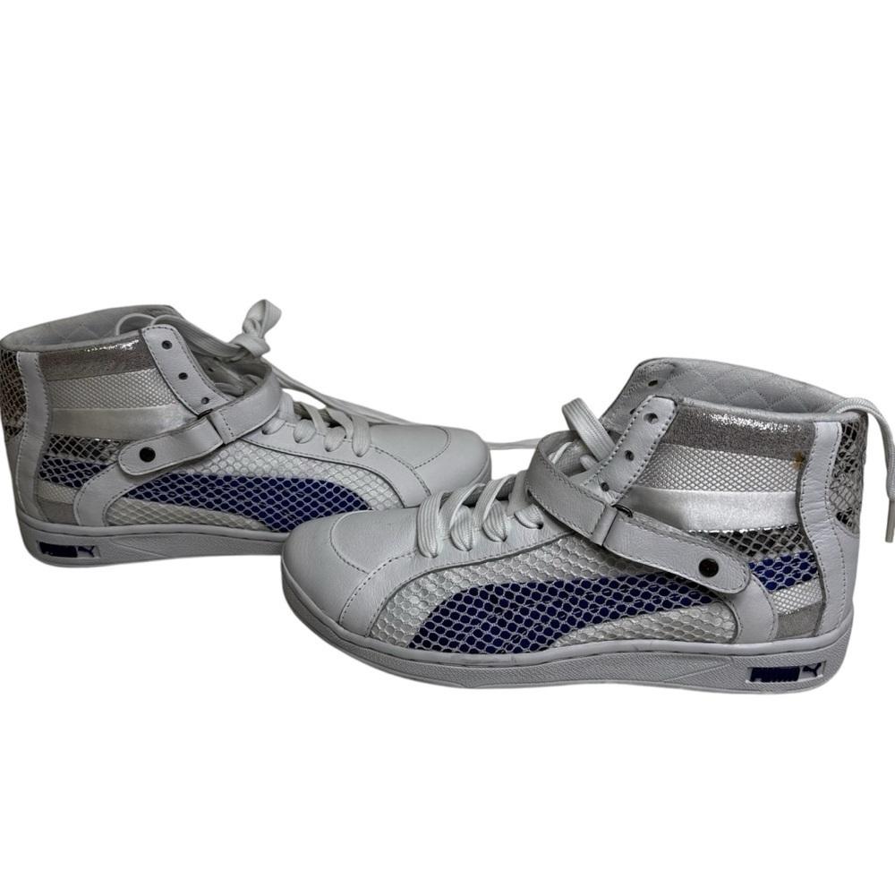 PUMA HI-TOP THE KEY WHITE SURF THE WEB BLUE WHITE WOMENS SNEAKERS SIZE 7.5  NWOT - Picture 5 of 11